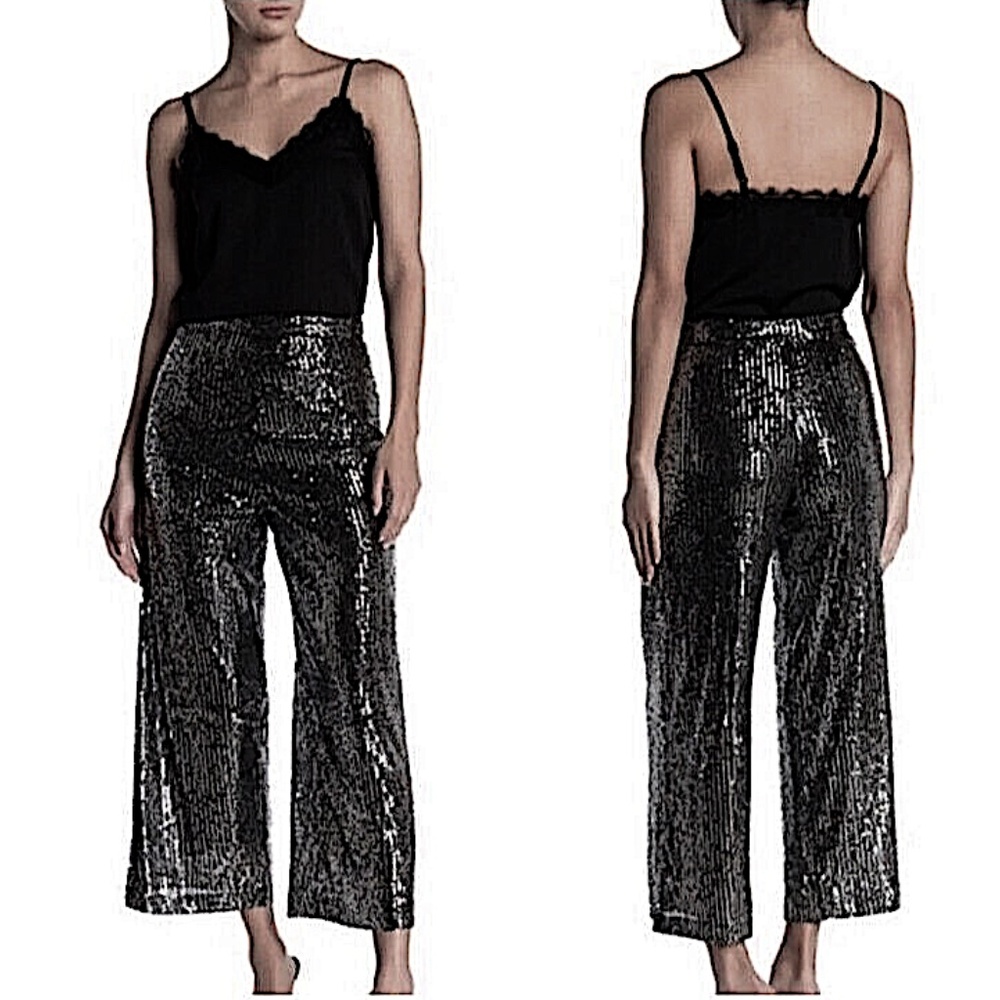 Code x Mode Sequin Pants Wide Leg in black